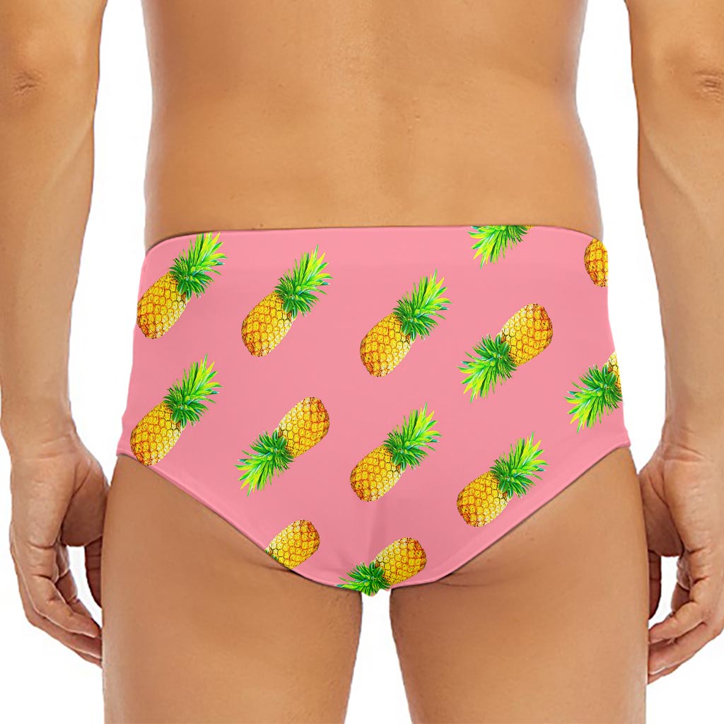 Pink Pineapple Pattern Print Men's Triangle Swim Briefs