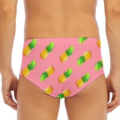 Pink Pineapple Pattern Print Men's Triangle Swim Briefs