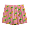 Pink Pineapple Pattern Print Mesh Shorts