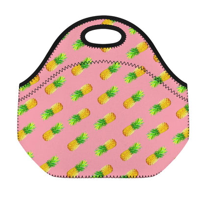 Pink Pineapple Pattern Print Neoprene Lunch Bag