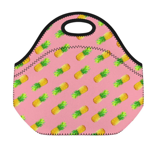 Pink Pineapple Pattern Print Neoprene Lunch Bag