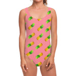 Pink Pineapple Pattern Print One Piece Swimsuit