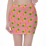 Pink Pineapple Pattern Print Pencil Mini Skirt