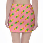 Pink Pineapple Pattern Print Pencil Mini Skirt