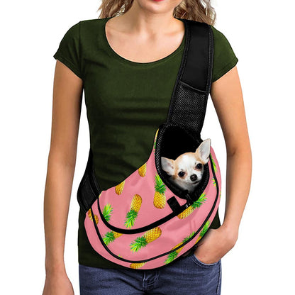 Pink Pineapple Pattern Print Pet Sling Carrier