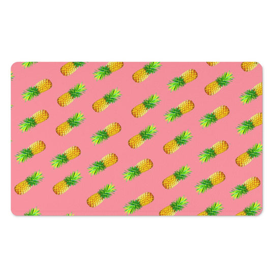 Pink Pineapple Pattern Print Polyester Doormat