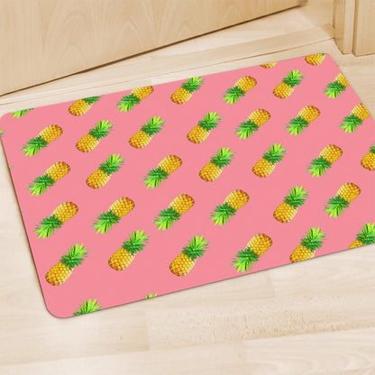 Pink Pineapple Pattern Print Polyester Doormat
