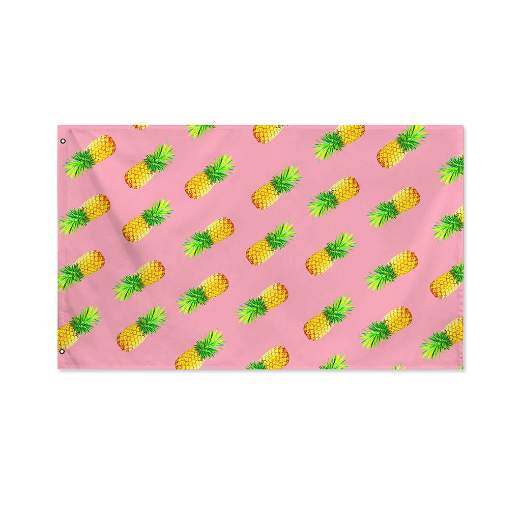 Pink Pineapple Pattern Print Polyester Flag