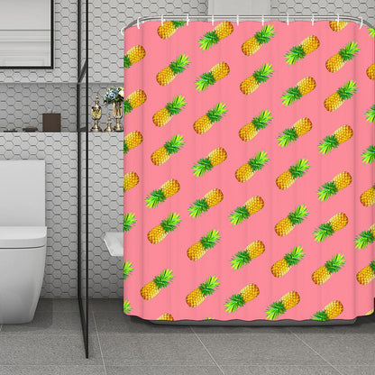 Pink Pineapple Pattern Print Polyester Shower Curtain