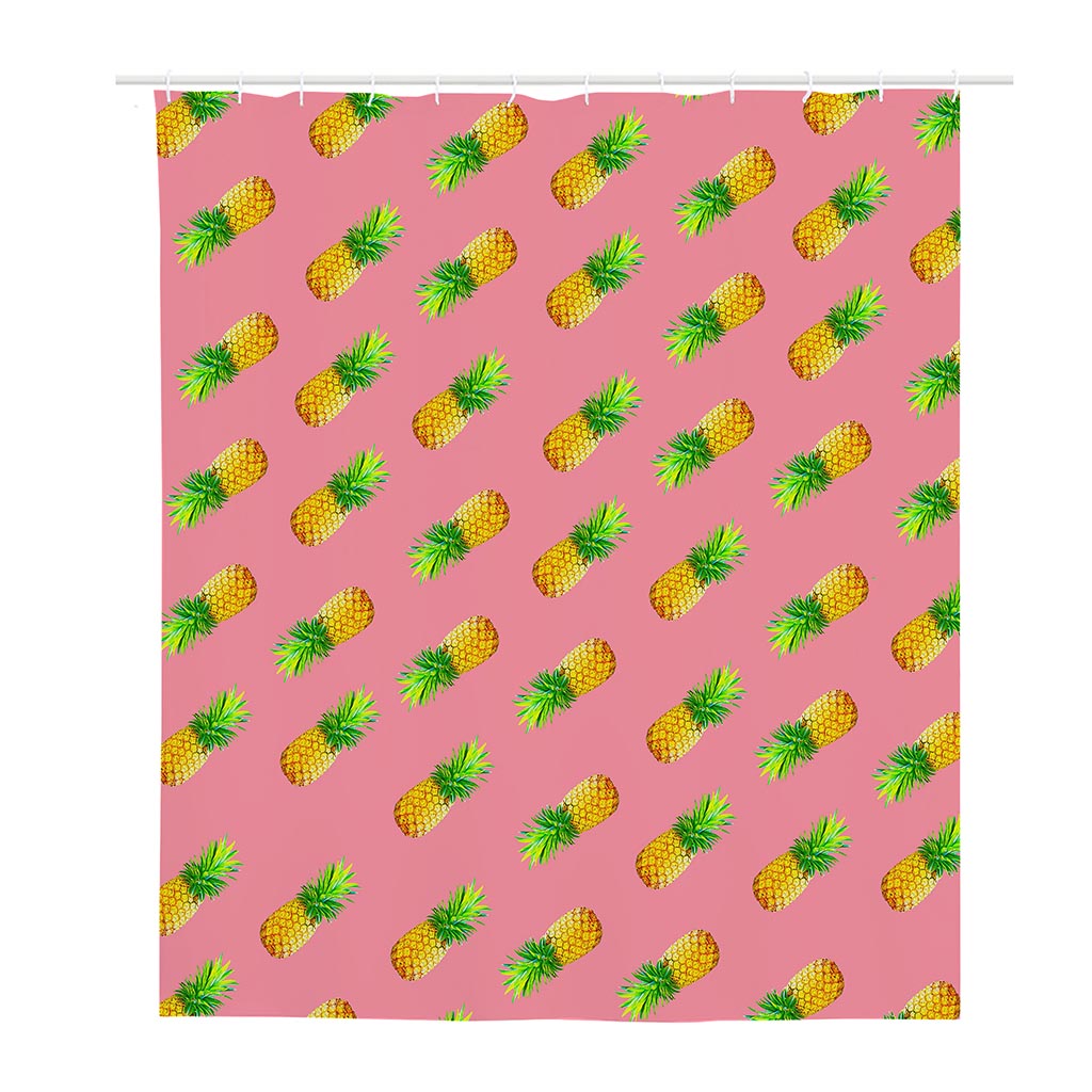 Pink Pineapple Pattern Print Polyester Shower Curtain