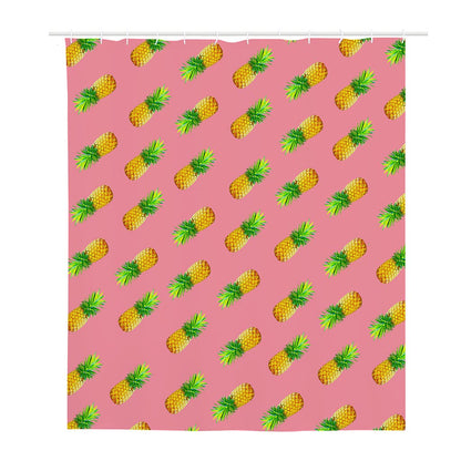 Pink Pineapple Pattern Print Polyester Shower Curtain