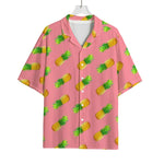 Pink Pineapple Pattern Print Rayon Hawaiian Shirt