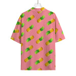 Pink Pineapple Pattern Print Rayon Hawaiian Shirt