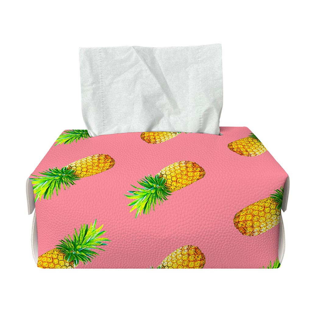 Pink Pineapple Pattern Print Rectangle Tissue Box Cover