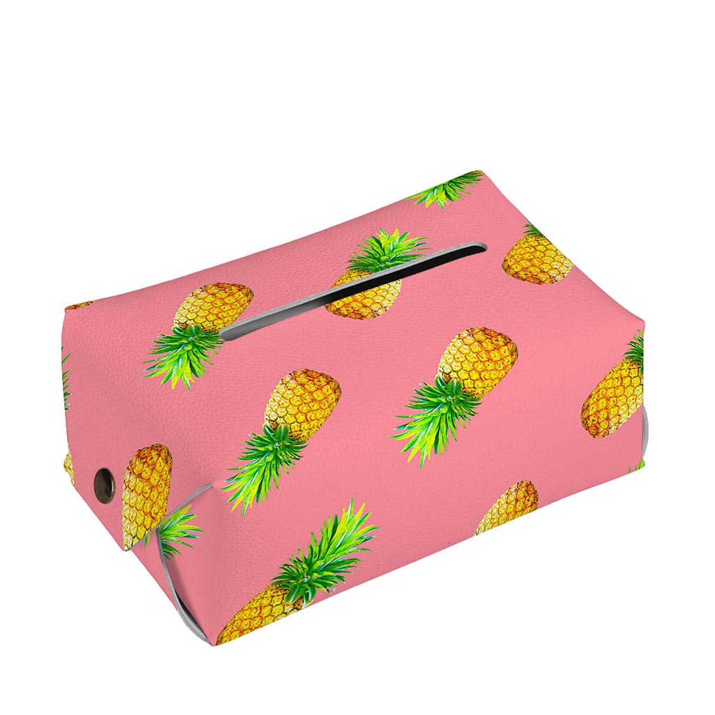 Pink Pineapple Pattern Print Rectangle Tissue Box Cover