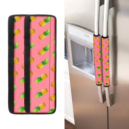 Pink Pineapple Pattern Print Refrigerator Handle Covers