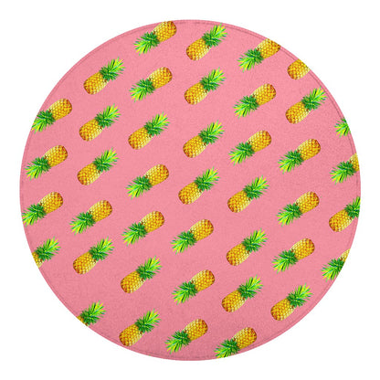 Pink Pineapple Pattern Print Round Blanket