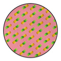 Pink Pineapple Pattern Print Round Floor Mat