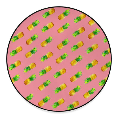 Pink Pineapple Pattern Print Round Floor Mat