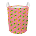 Pink Pineapple Pattern Print Round Laundry Basket