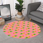 Pink Pineapple Pattern Print Round Rug
