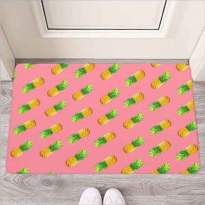 Pink Pineapple Pattern Print Rubber Doormat