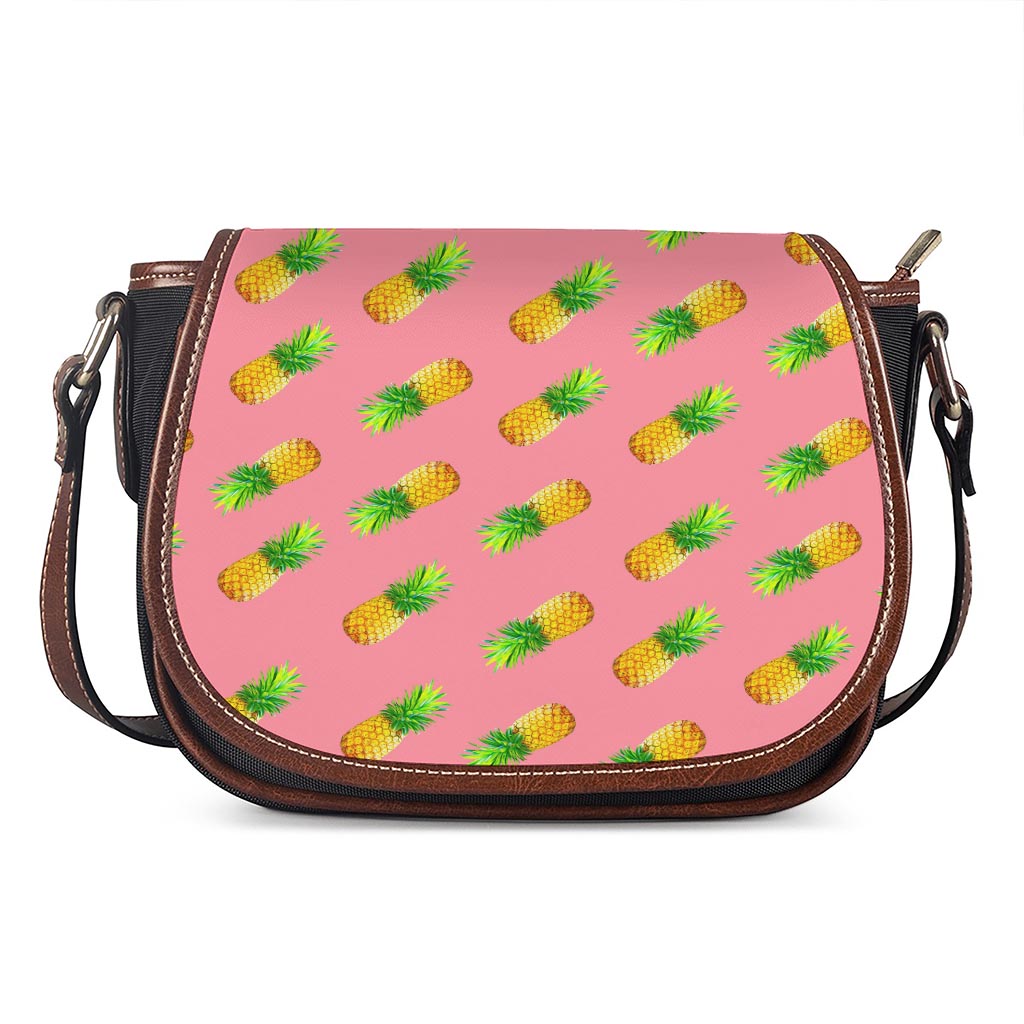 Pink Pineapple Pattern Print Saddle Bag
