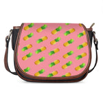Pink Pineapple Pattern Print Saddle Bag