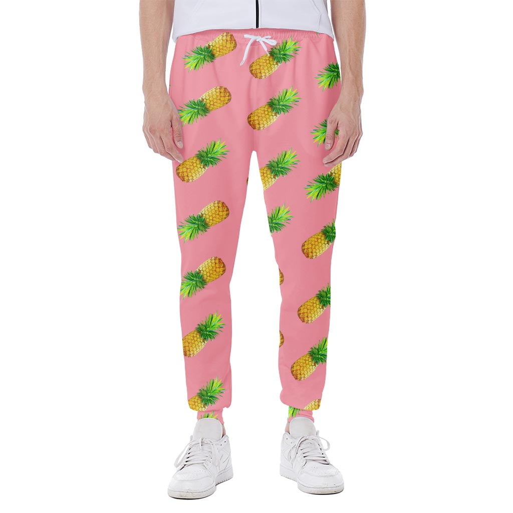 Pink Pineapple Pattern Print Scuba Joggers