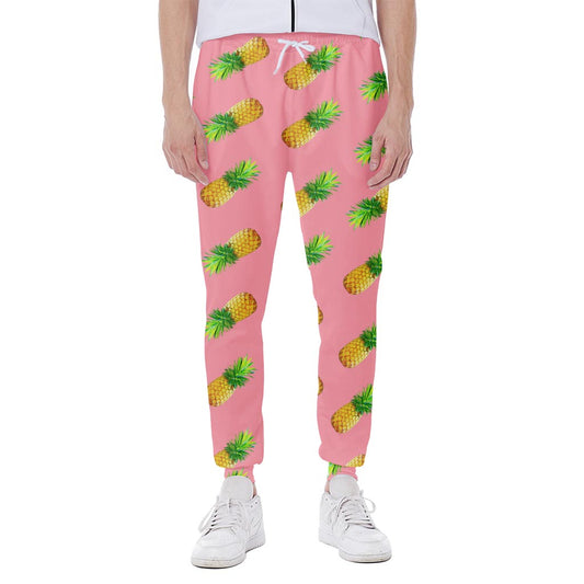 Pink Pineapple Pattern Print Scuba Joggers
