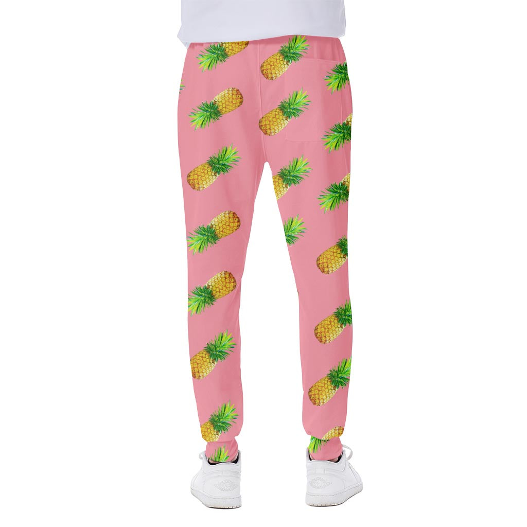 Pink Pineapple Pattern Print Scuba Joggers