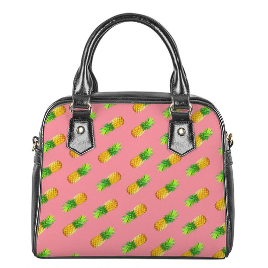 Pink Pineapple Pattern Print Shoulder Handbag