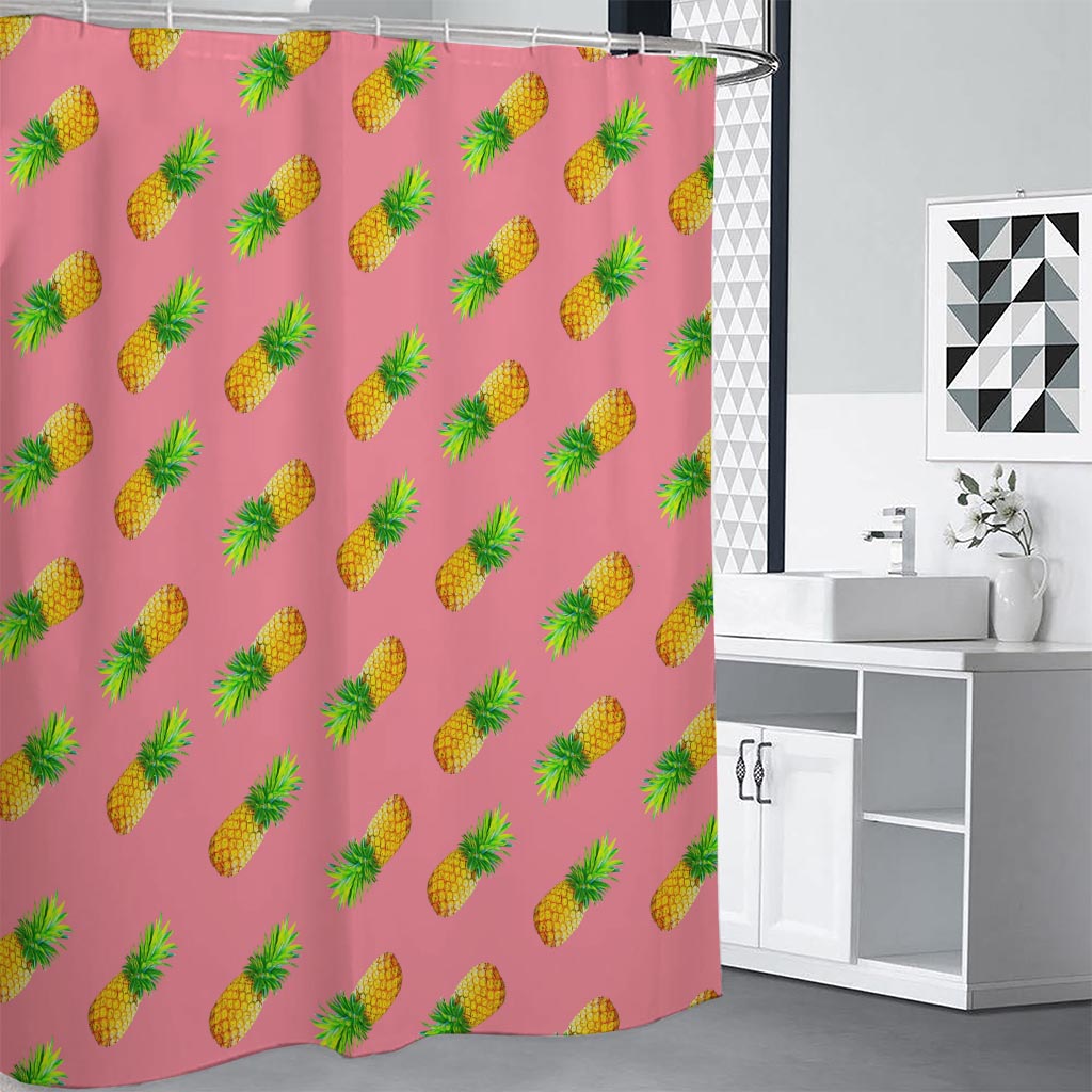 Pink Pineapple Pattern Print Shower Curtain
