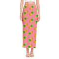 Pink Pineapple Pattern Print Side Slit Maxi Skirt