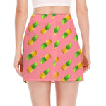 Pink Pineapple Pattern Print Side Slit Mini Skirt