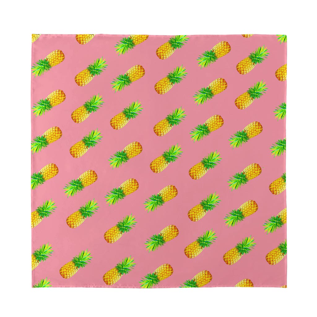Pink Pineapple Pattern Print Silk Bandana