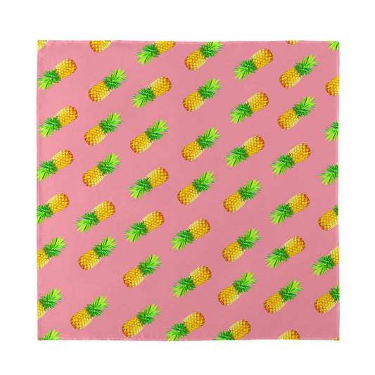 Pink Pineapple Pattern Print Silk Bandana