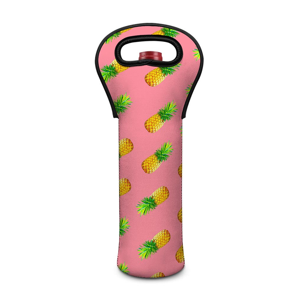 Pink Pineapple Pattern Print Single Neoprene Wine Tote