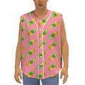 Pink Pineapple Pattern Print Sleeveless Baseball Jersey