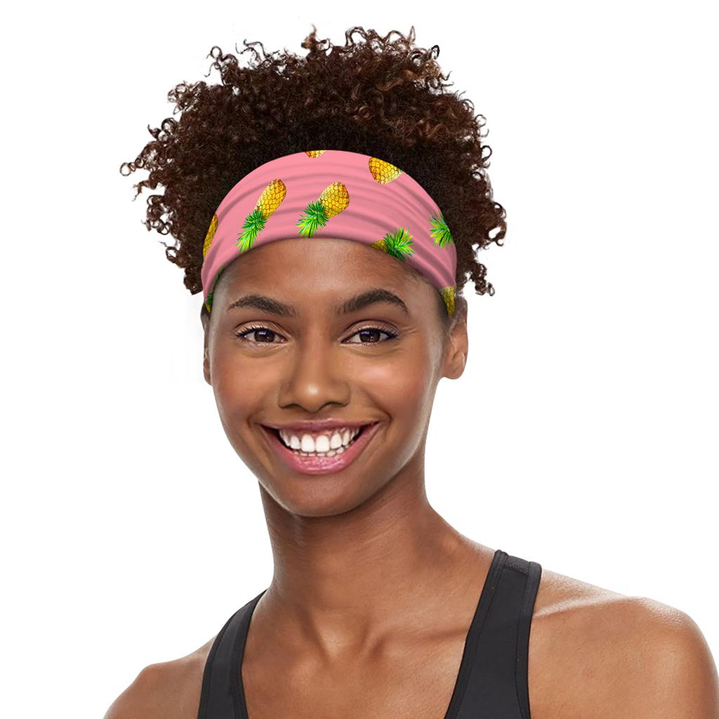 Pink Pineapple Pattern Print Sports Headband