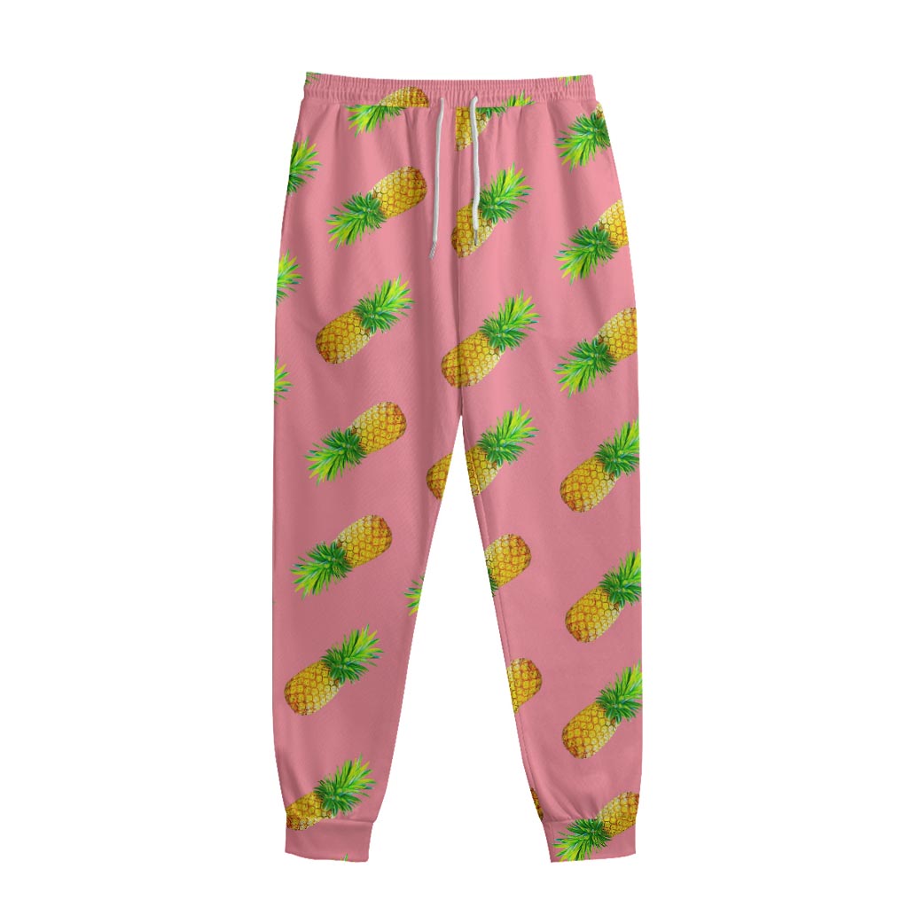 Pink Pineapple Pattern Print Sweatpants