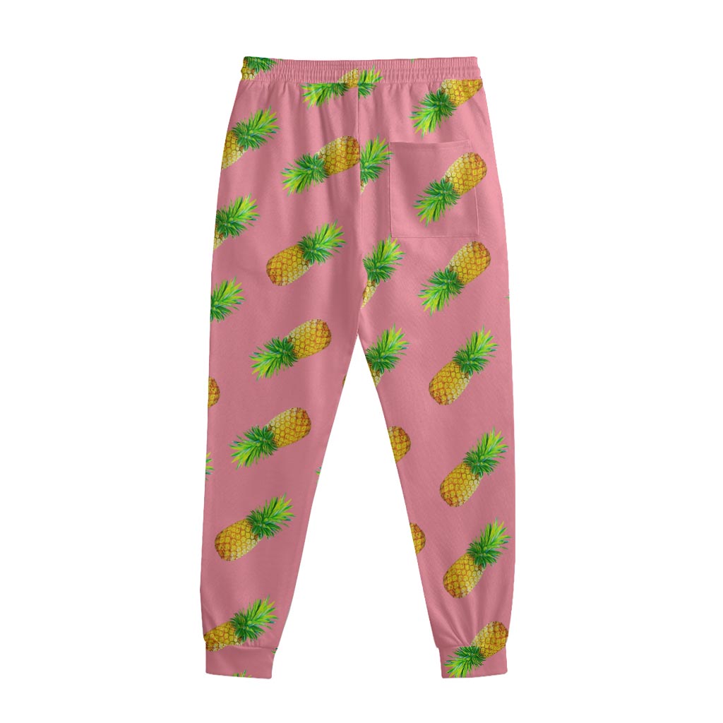 Pink Pineapple Pattern Print Sweatpants