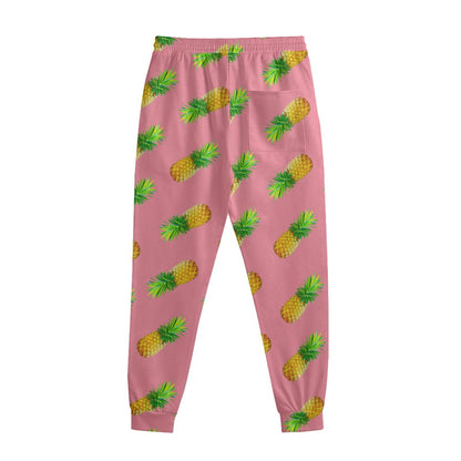 Pink Pineapple Pattern Print Sweatpants