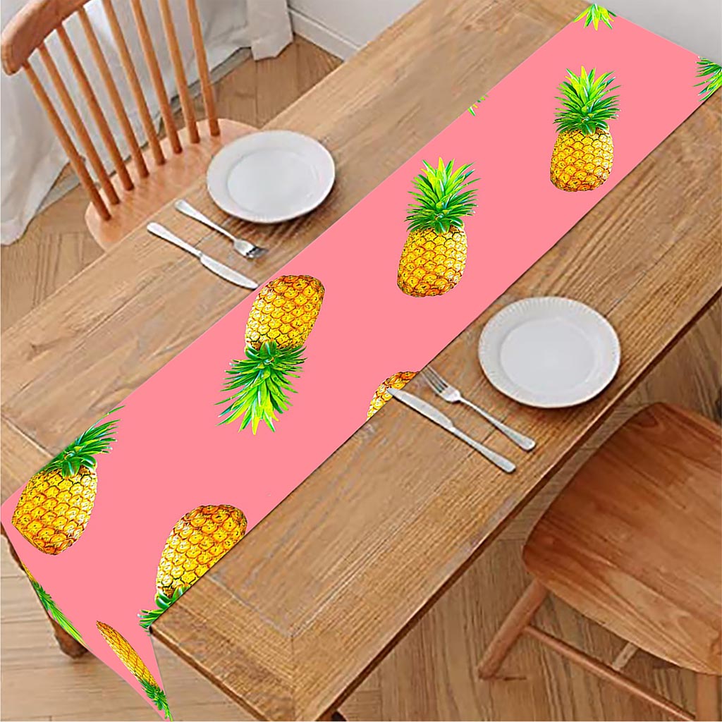 Pink Pineapple Pattern Print Table Runner