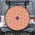 Pink Pineapple Pattern Print Tire Cover With Camera Hole
