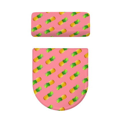 Pink Pineapple Pattern Print Toilet Lid And Tank Cover Set