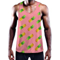 Pink Pineapple Pattern Print Men's Workout Tank Top