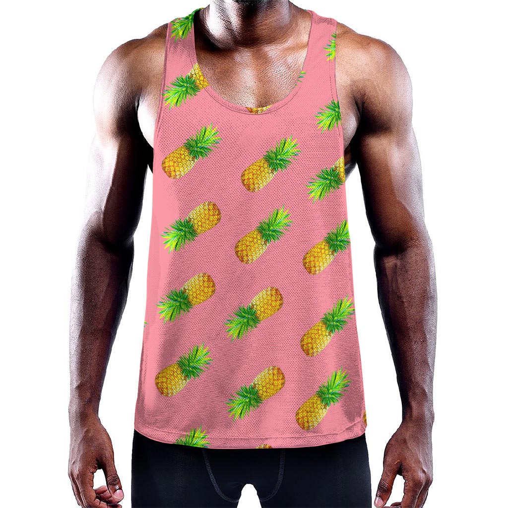 Pink Pineapple Pattern Print Training Tank Top