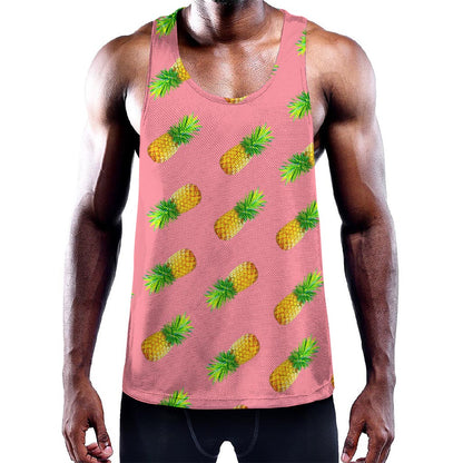 Pink Pineapple Pattern Print Training Tank Top