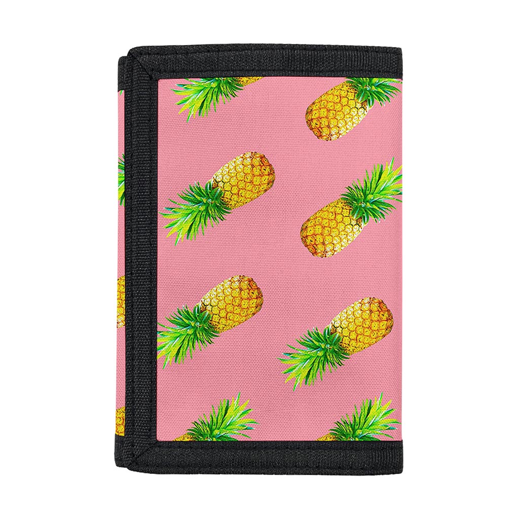 Pink Pineapple Pattern Print Trifold Wallet